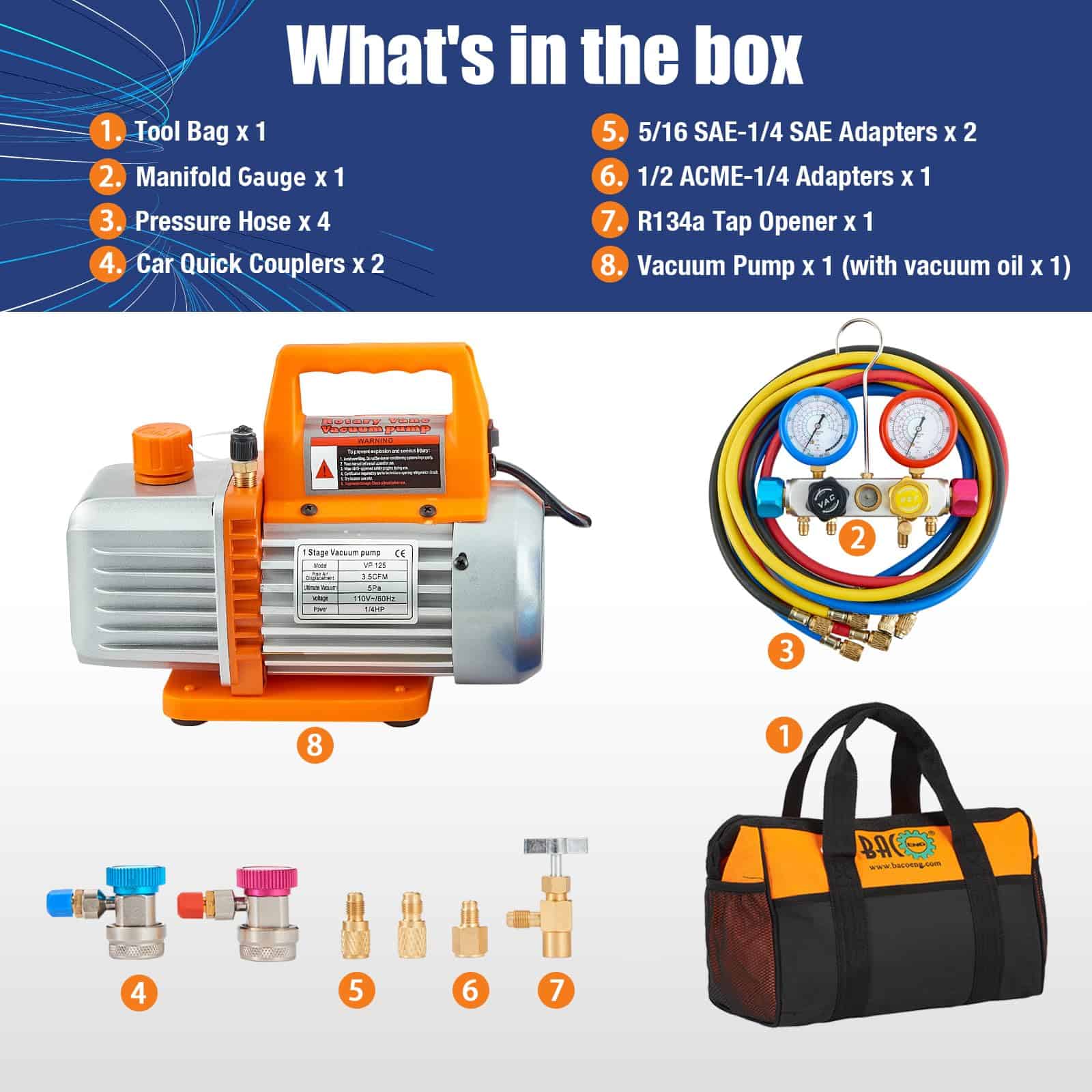 Conjunto de Bomba de Vacío para Aire Acondicionado de 4 - Imagen 3