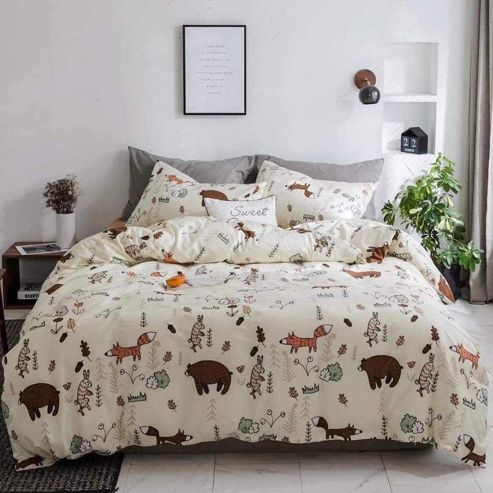 Set de Edredón Houseri Oso Beige para Cama Queen, Juego de