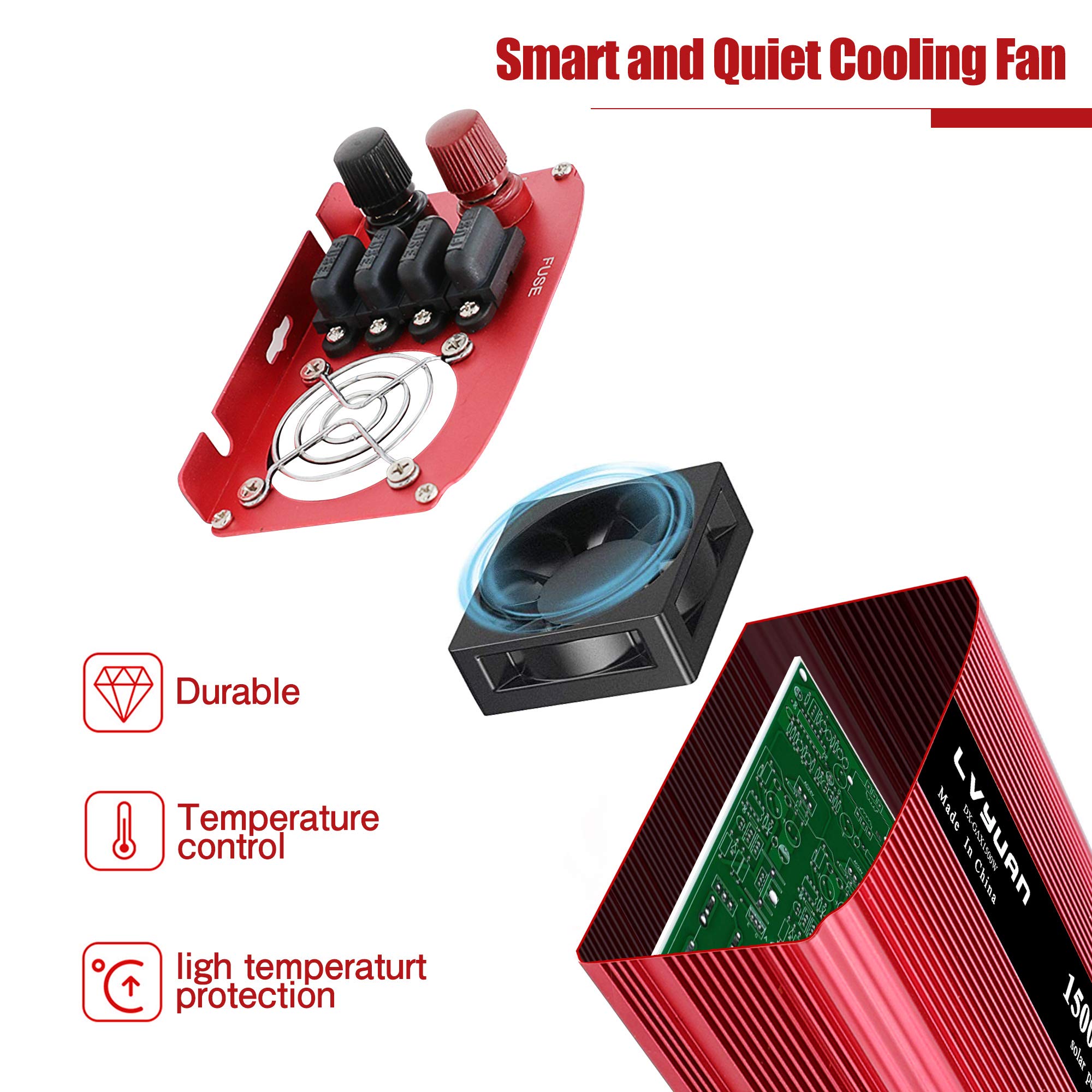 LVYUAN 1500W Inversor de Corriente para Automóvil 24V a - Imagen 6