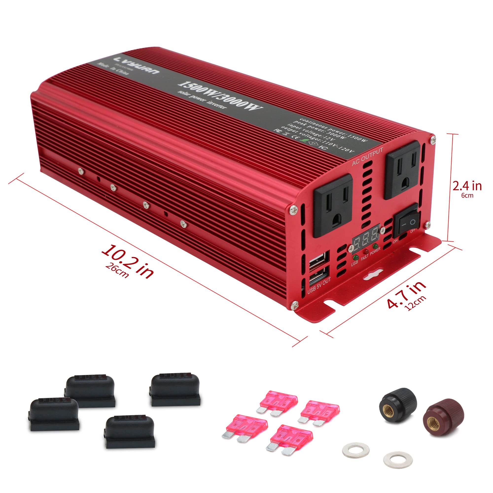LVYUAN 1500W Inversor de Corriente para Automóvil 24V a - Imagen 4