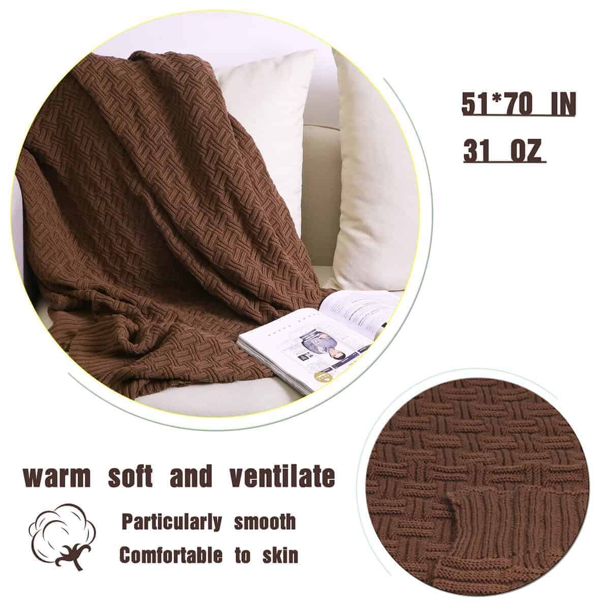 Manta de Punto de Cable VanRolldex para Sofá Cama Coche - Imagen 4