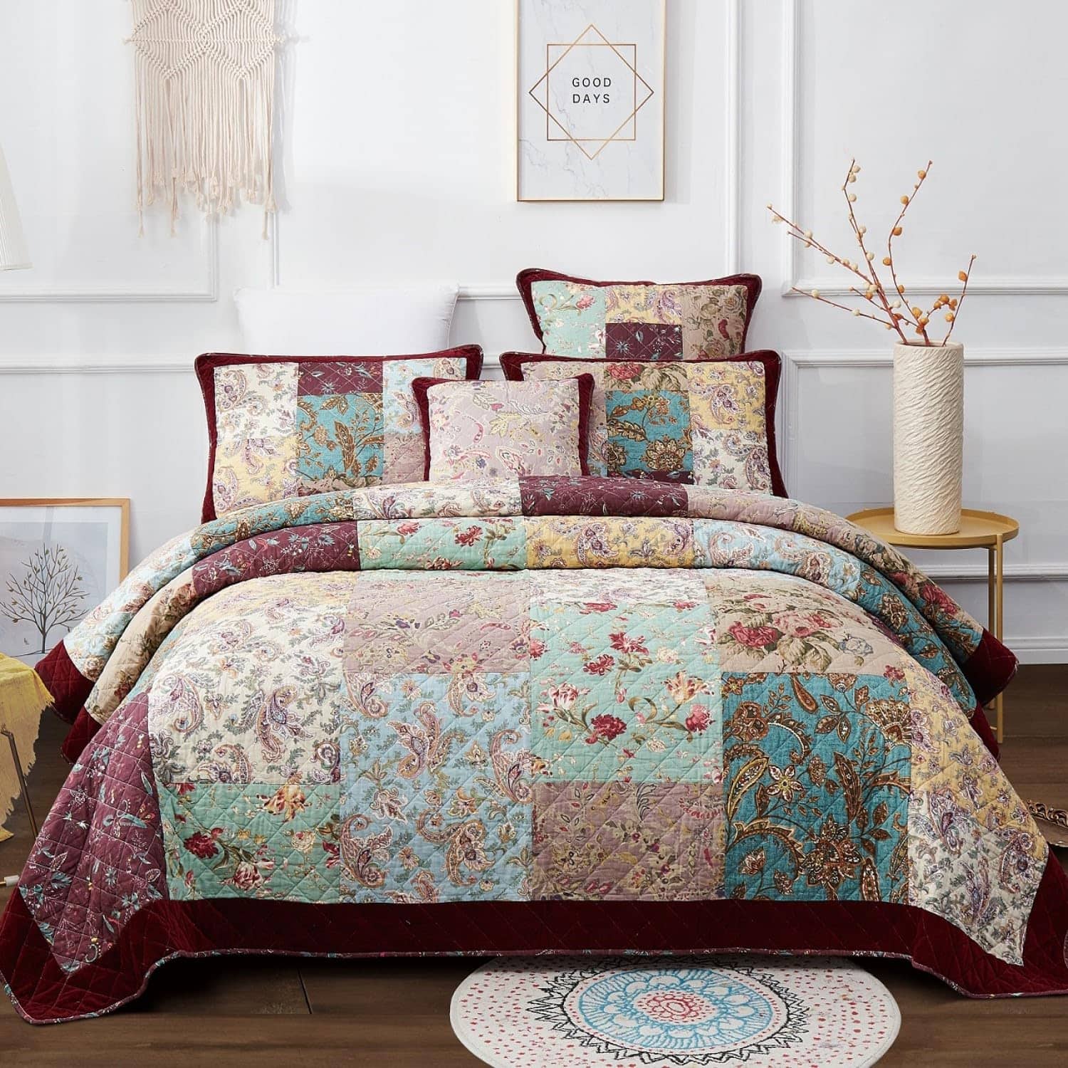 Colcha Patchwork Bohemio de DaDa Bedding - Ribete de