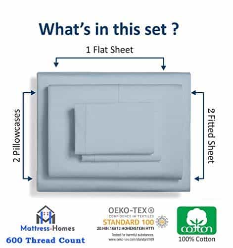 Juego de sábanas Split King para camas -Azul Claro Sólido - Imagen 6