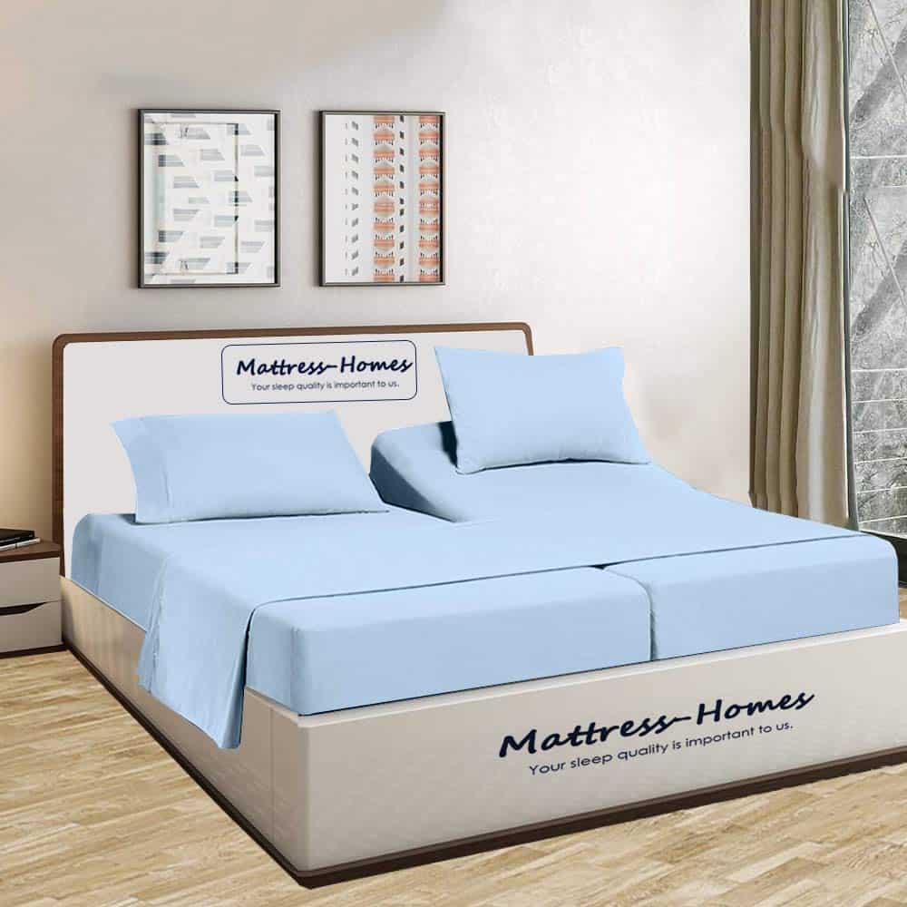 Juego de sábanas Split King para camas -Azul Claro Sólido - Imagen 3