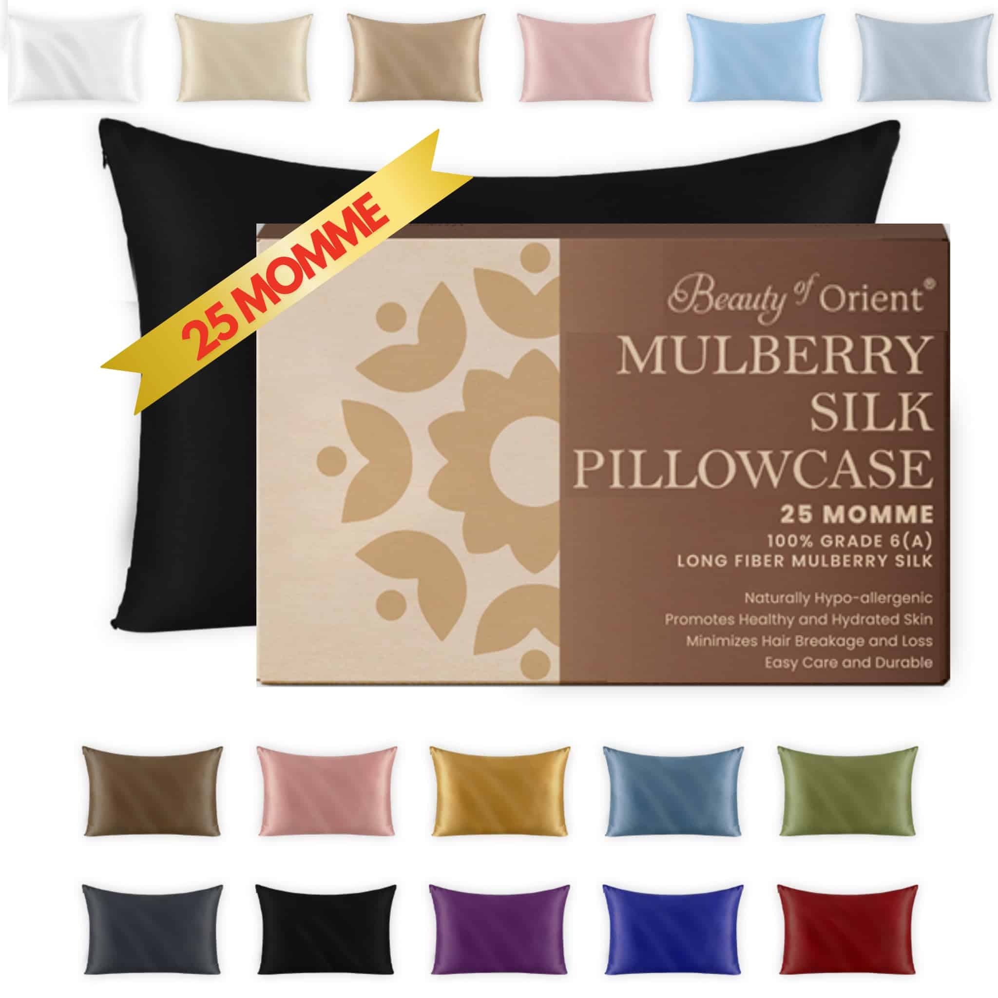 Funda de Almohada de Seda Mulberry de Luxe 25 Momme Beauty