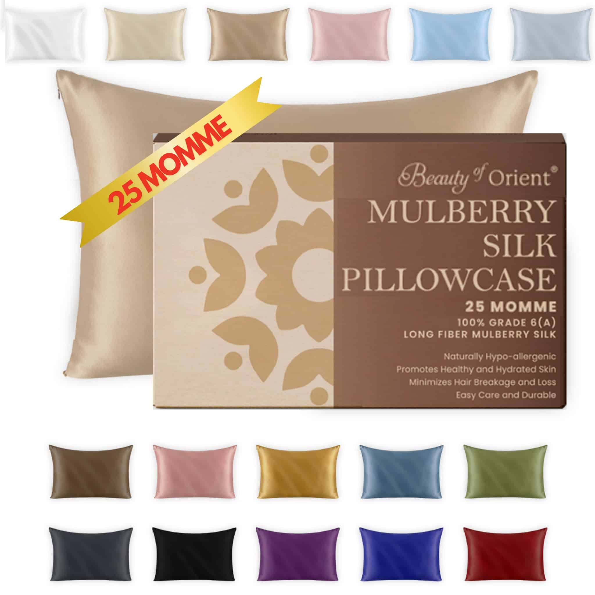 Funda de Almohada de Seda 25 Momme Premium Beauty of Orient