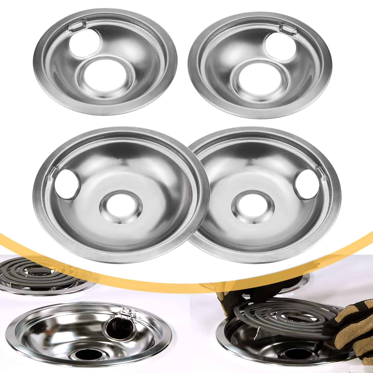 Juego de 4 Tazones Reflector Cromado Universales para - Imagen 7