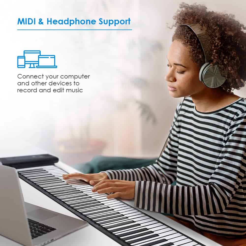 Teclado de Piano Plegable Portátil con Pedal | 61 Teclas | - Imagen 6