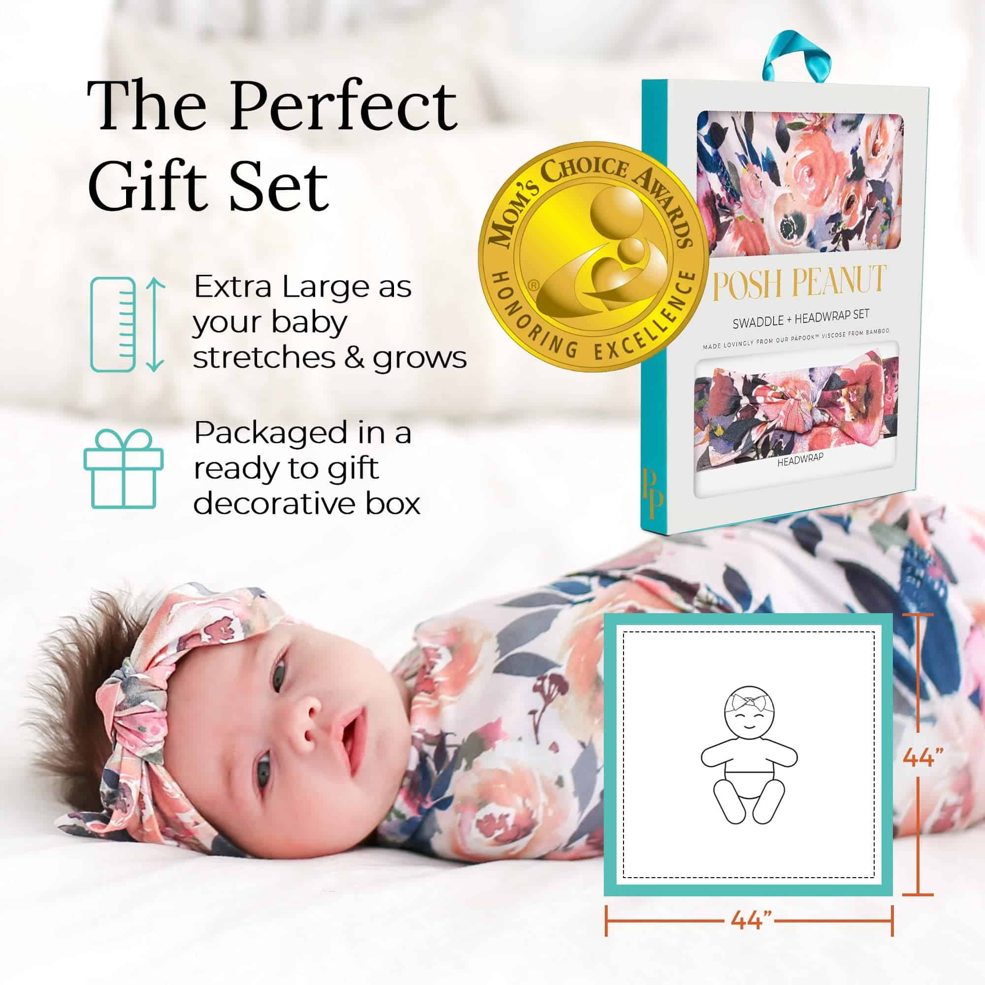 Manta de Envoltura para Bebé Posh Peanut, Suave Envoltura - Imagen 7