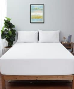 Sábana Ajustable Tamaño King en Blanco, 100% Algodón