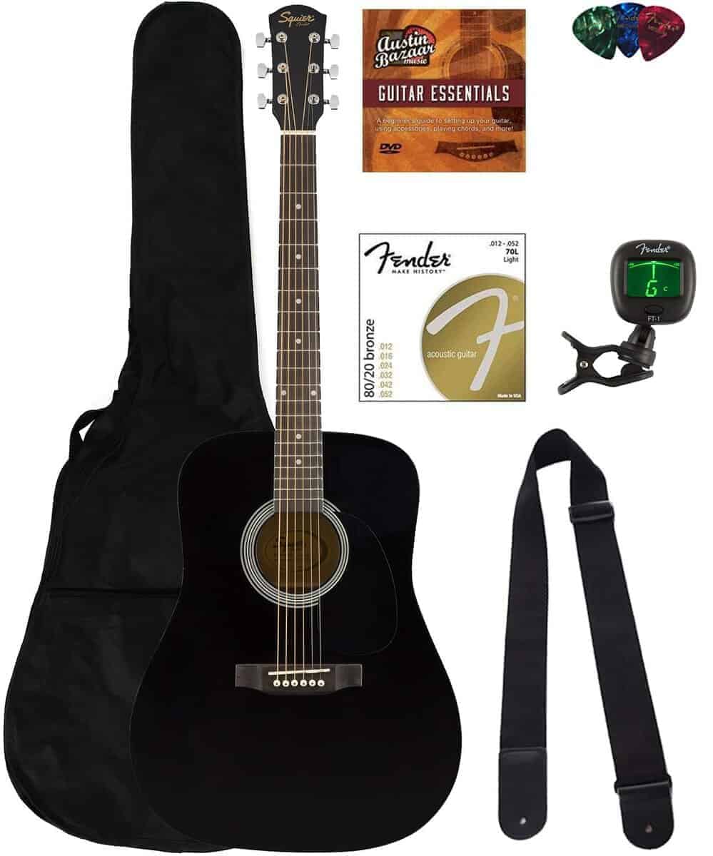 Guitarra Acústica Fender Squier Dreadnought - Paquete Negro