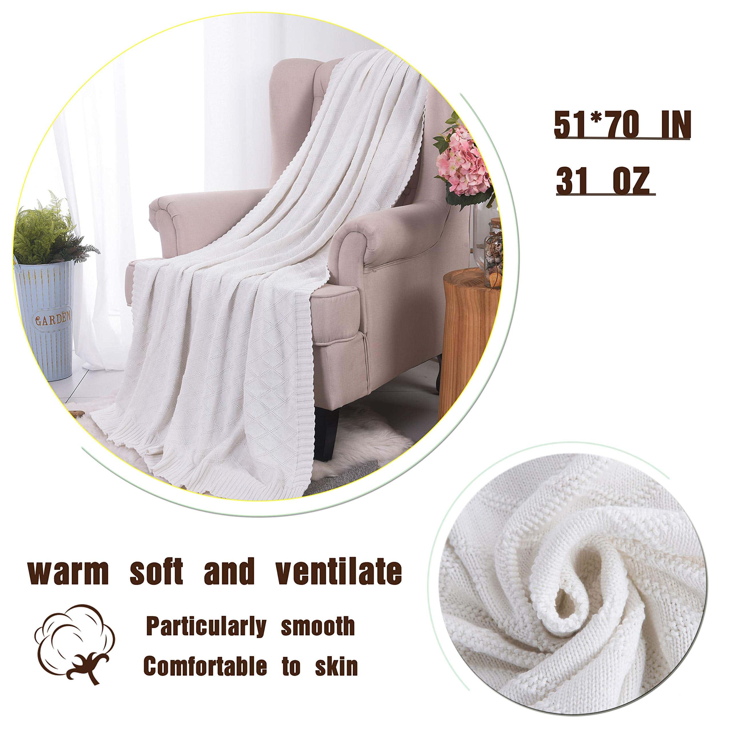 Manta de Tiro Suave VanRolldex, Manta de Punto para Cama - Imagen 4