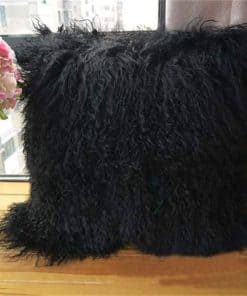 Funda de cojín de piel de cordero mongol tibetano 100% real