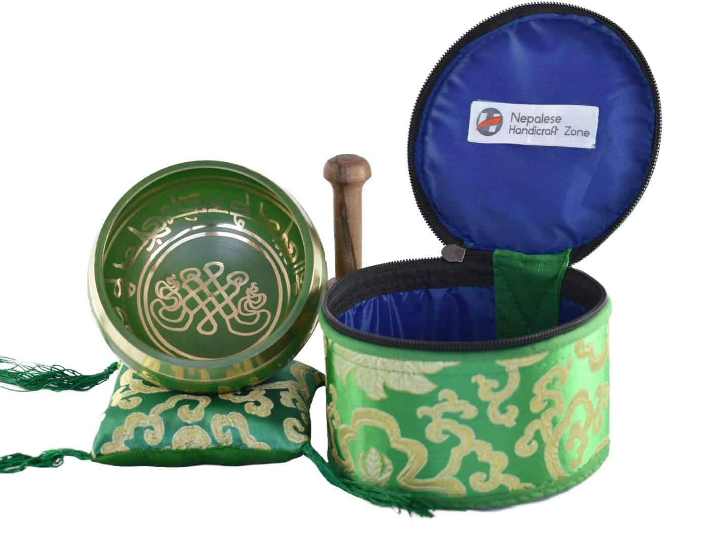 Conjunto de Cuenco Cantor con palo y -e (Verde)