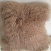 Funda de cojín de piel de cordero mongol real 100% tibetano