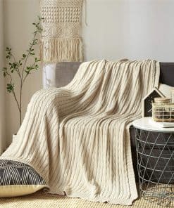 Manta de Punto de Cable VanRolldex, Manta -Beige