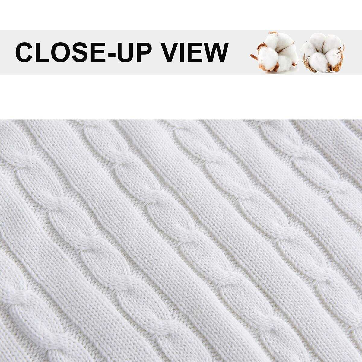 Manta de punto de cable VanRolldex, manta -Crema - Imagen 5