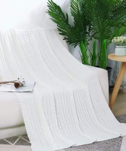 Manta de punto de cable VanRolldex, manta -Crema