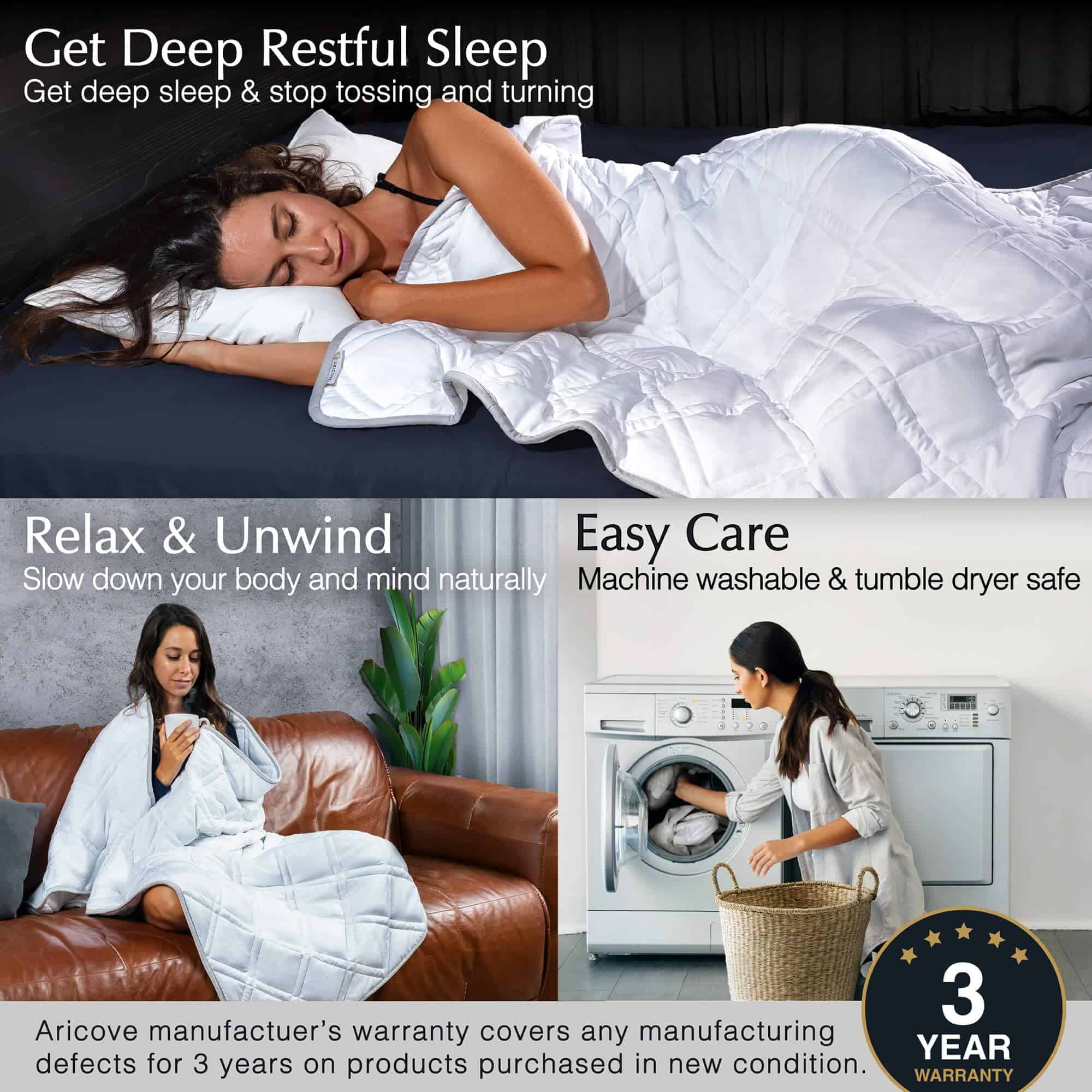 Manta Ponderada Aricove, 20 lbs, Tamaño Twin para Adultos, - Imagen 6