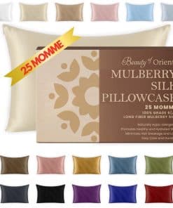 Funda de Almohada de Seda Mulberry Premium -Acero de Vainill