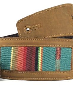 Correa de guitarra de cuero de grano completo -Tabaco con te