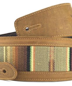 Correa de guitarra de cuero de grano completo -Tabaco con Te