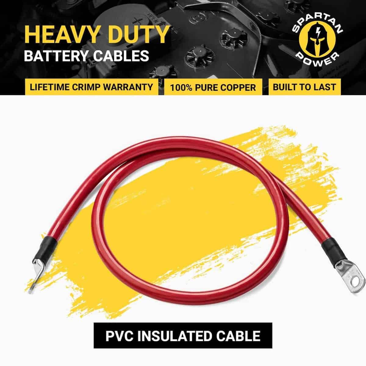 Cable de batería Spartan Power Rojo de 10 pies 4/0 AWG, - Imagen 4