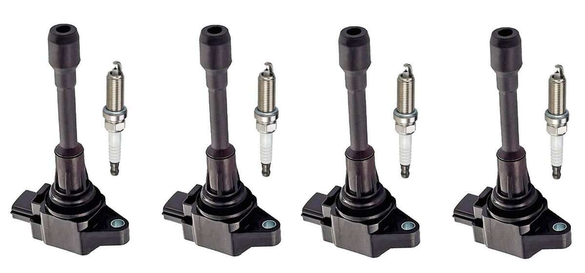 Juego de 4 bujías de platino ENA y 4 paquetes de bobinas de