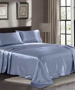 Juego de Sábanas de Satín California King [4 piezas, Azul