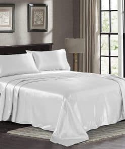 Juego de Sábanas de Satén California -Blanco