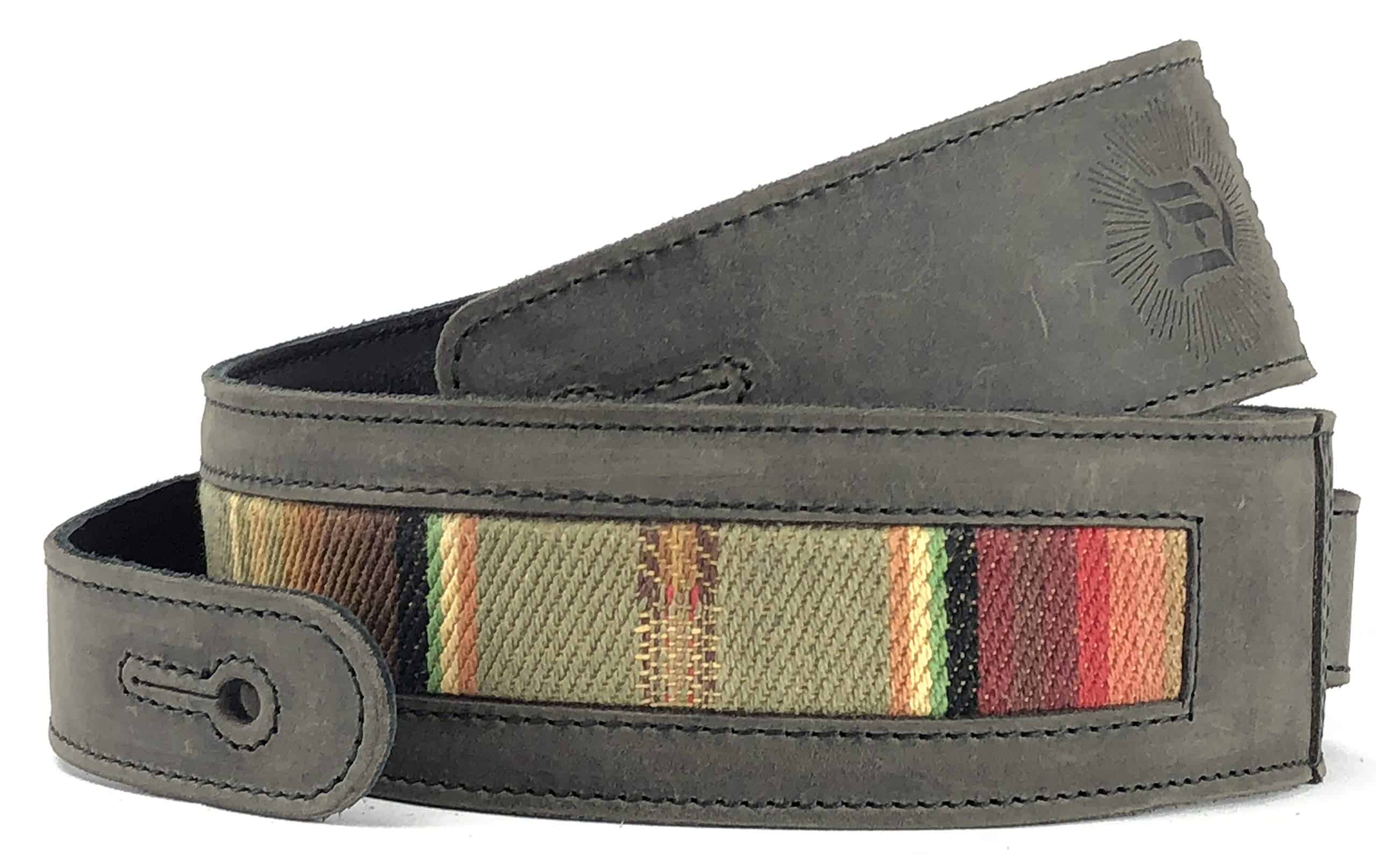 Correa de guitarra de cuero de grano completo inspirada en