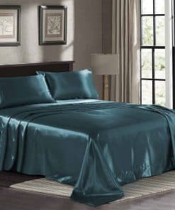 Juego de sábanas de satén California King [4 piezas, verde