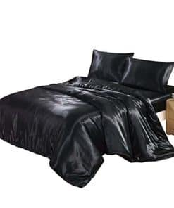 DREFEEL Funda nórdica King Negro Seda como Satén Ropa de