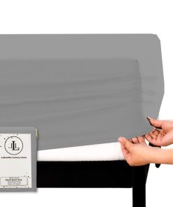 Sábana Ajustable de Algodón 100% de 400 -Gris Oscuro Sólido