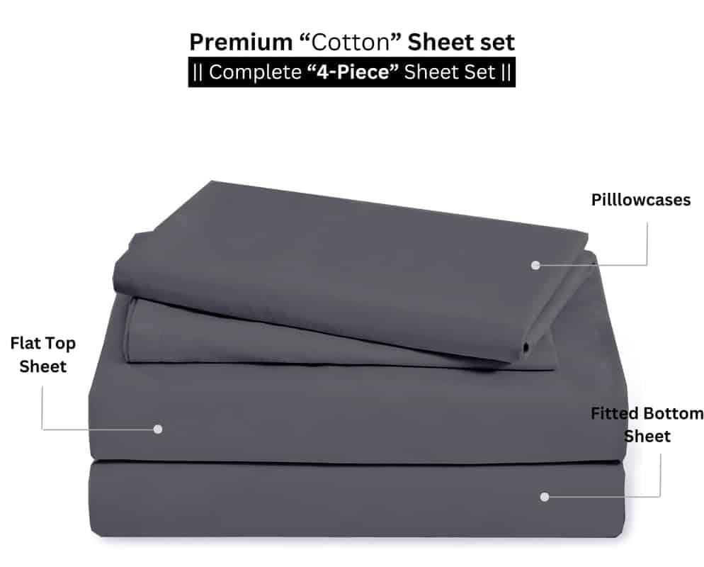 Juego de Sábanas de 4 Piezas de Algodón Twin-XL Premium, - Imagen 4