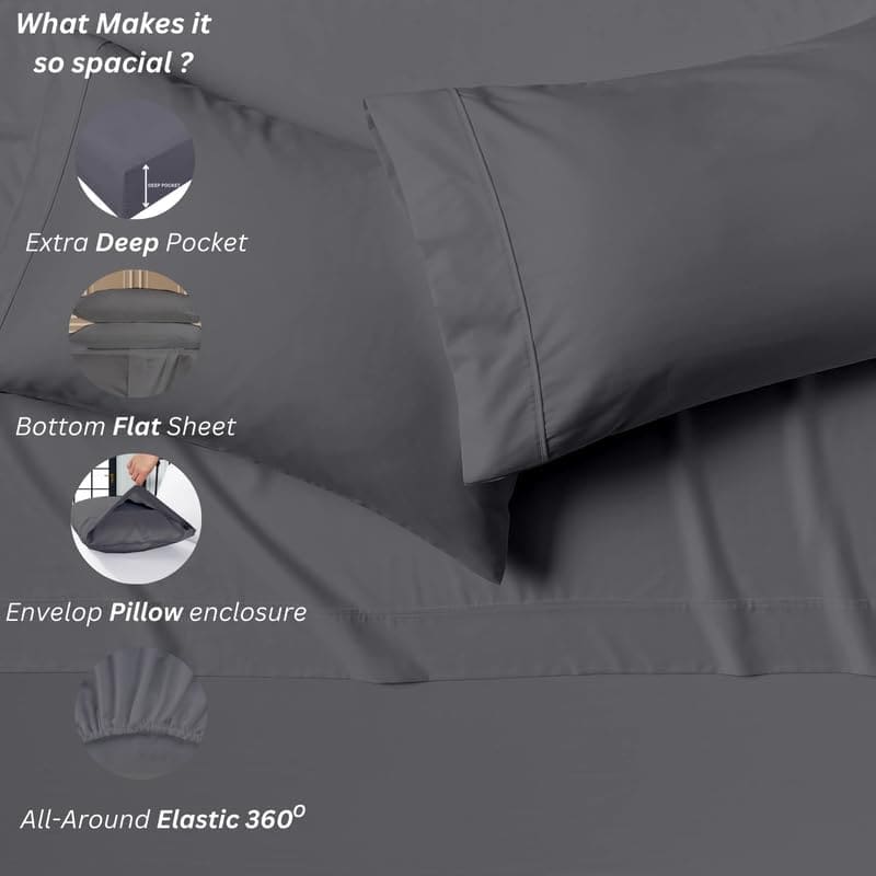 Juego de Sábanas de 4 Piezas de Algodón Twin-XL Premium, - Imagen 7