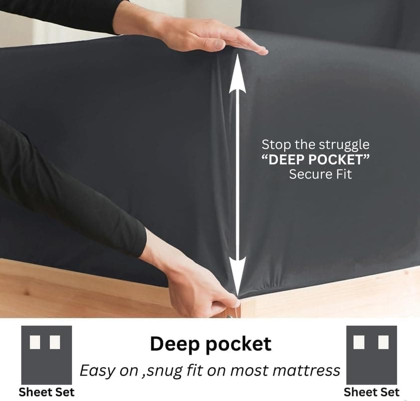 Juego de Sábanas de 4 Piezas de Algodón Twin-XL Premium, - Imagen 5