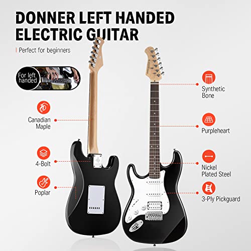 Kit de guitarra eléctrica Donner de 39 pulgadas para zurdos - Imagen 4