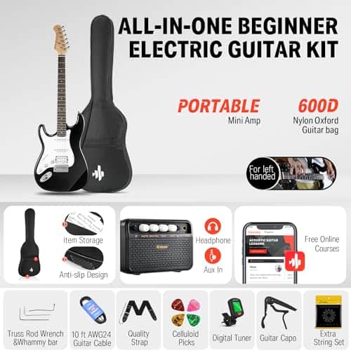 Kit de guitarra eléctrica Donner de 39 pulgadas para zurdos - Imagen 3