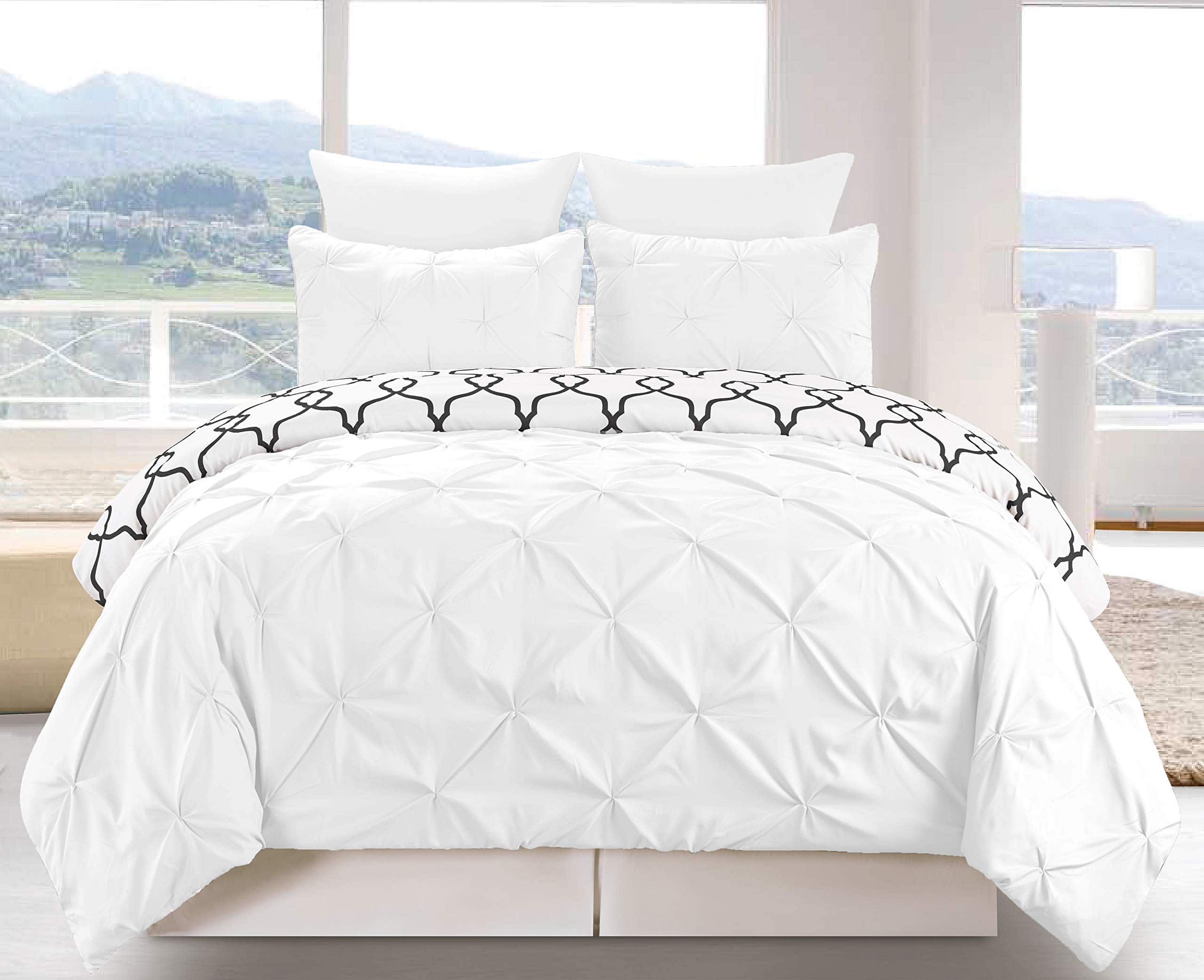 Juego de Funda de Edredón Estampado con Volantes