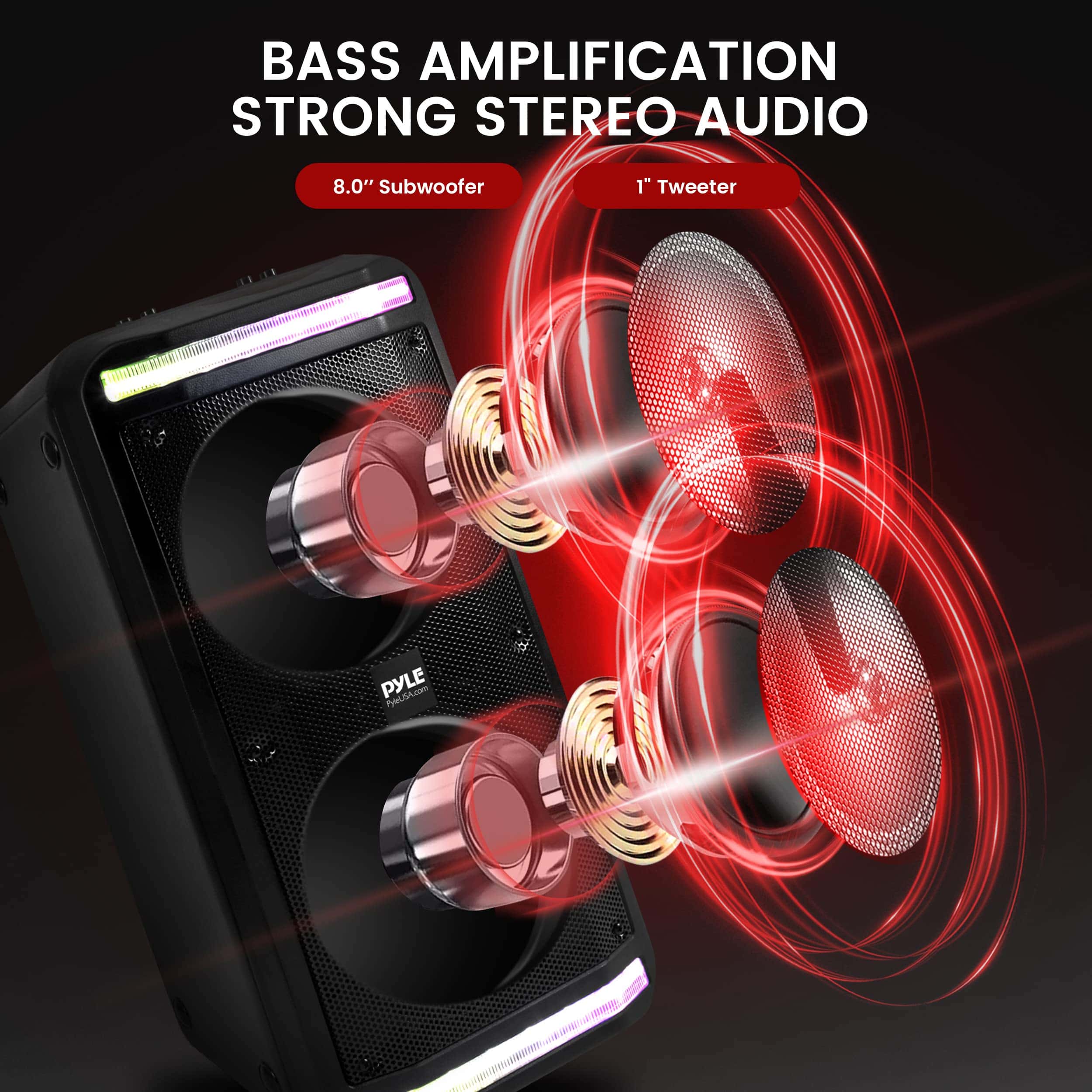 Altavoz PA portátil Bluetooth Pyle-600W Altavoz Bluetooth - Imagen 3