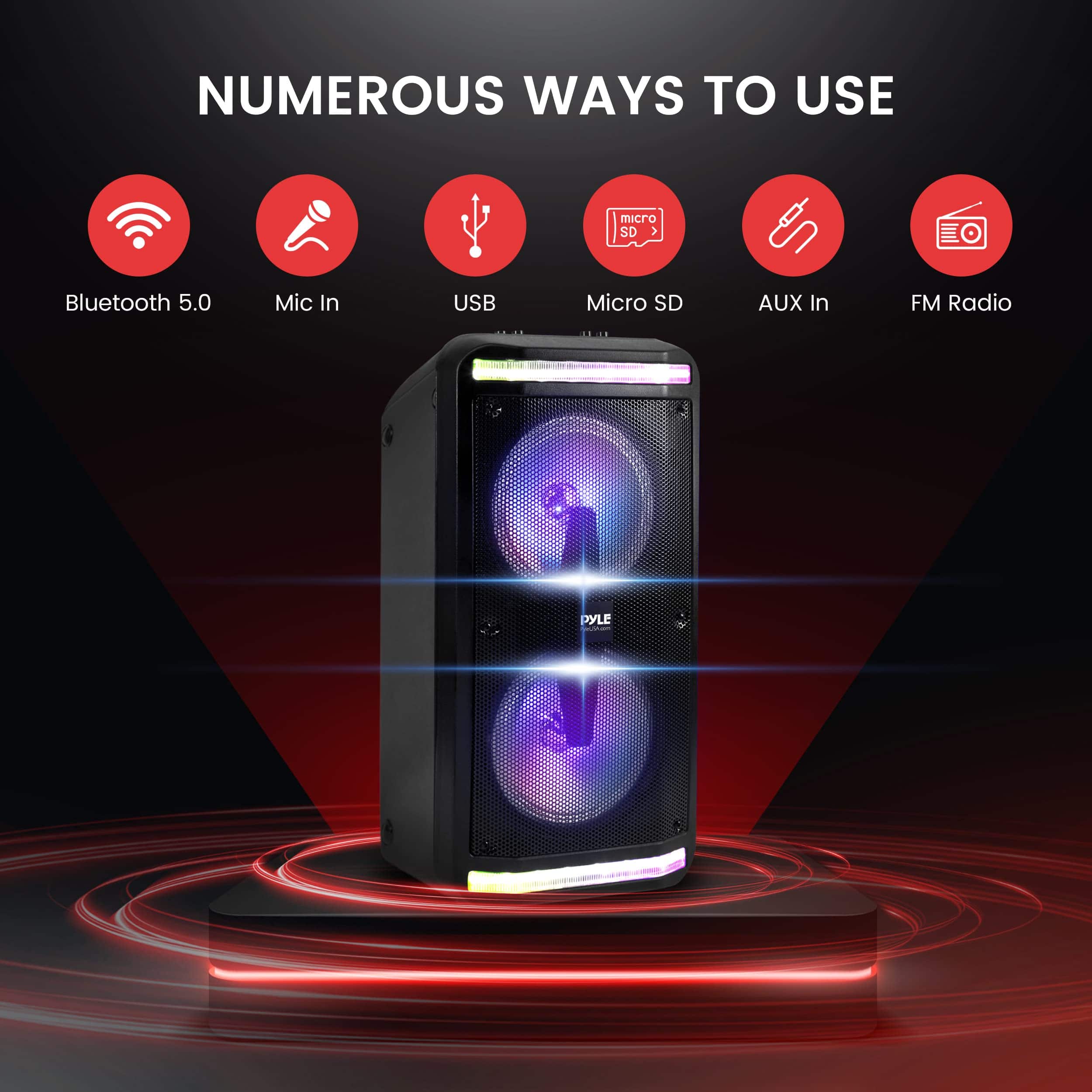 Altavoz PA portátil Bluetooth Pyle-600W Altavoz Bluetooth - Imagen 4