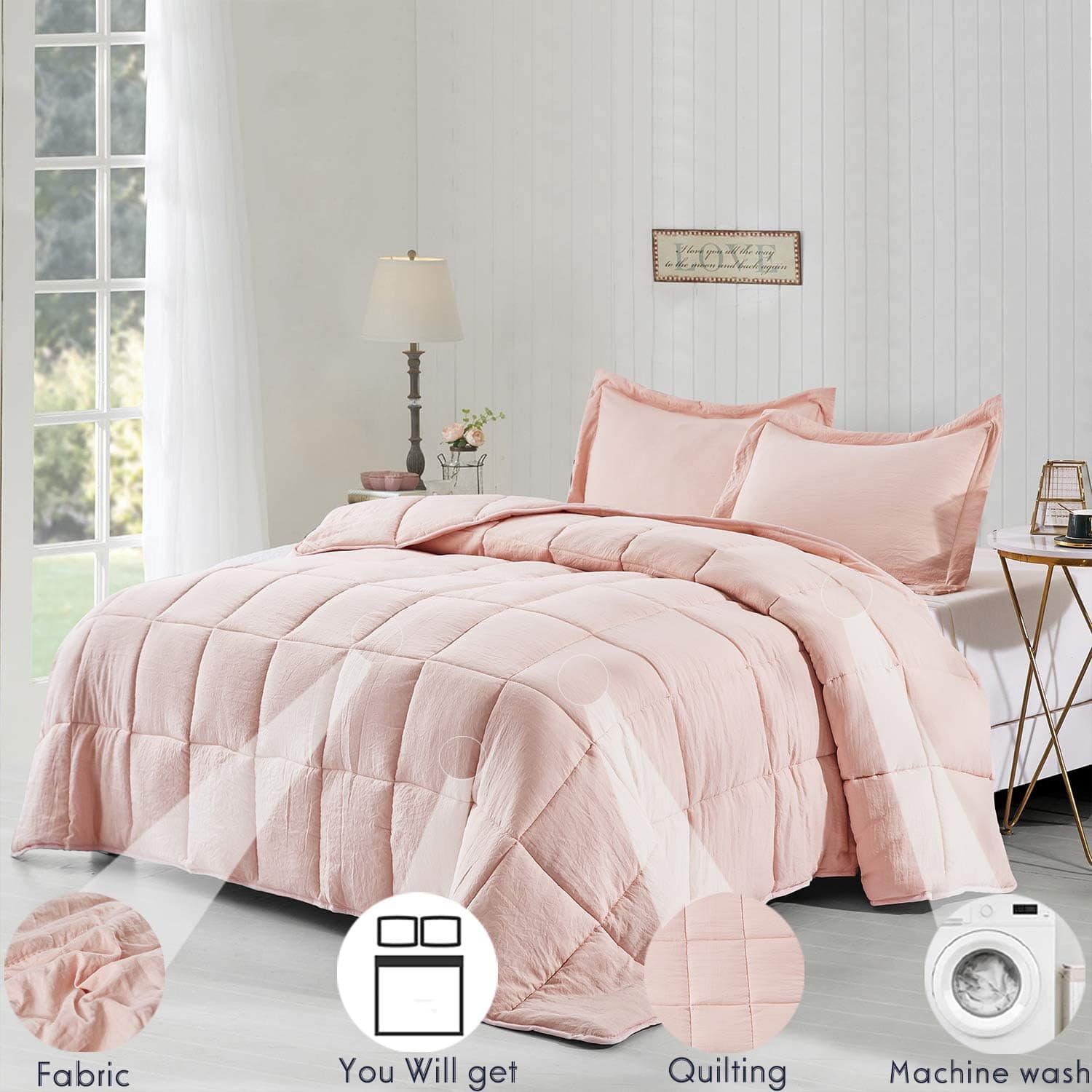 Edredón de confort HIG de 3 piezas lavado previamente para - Imagen 3