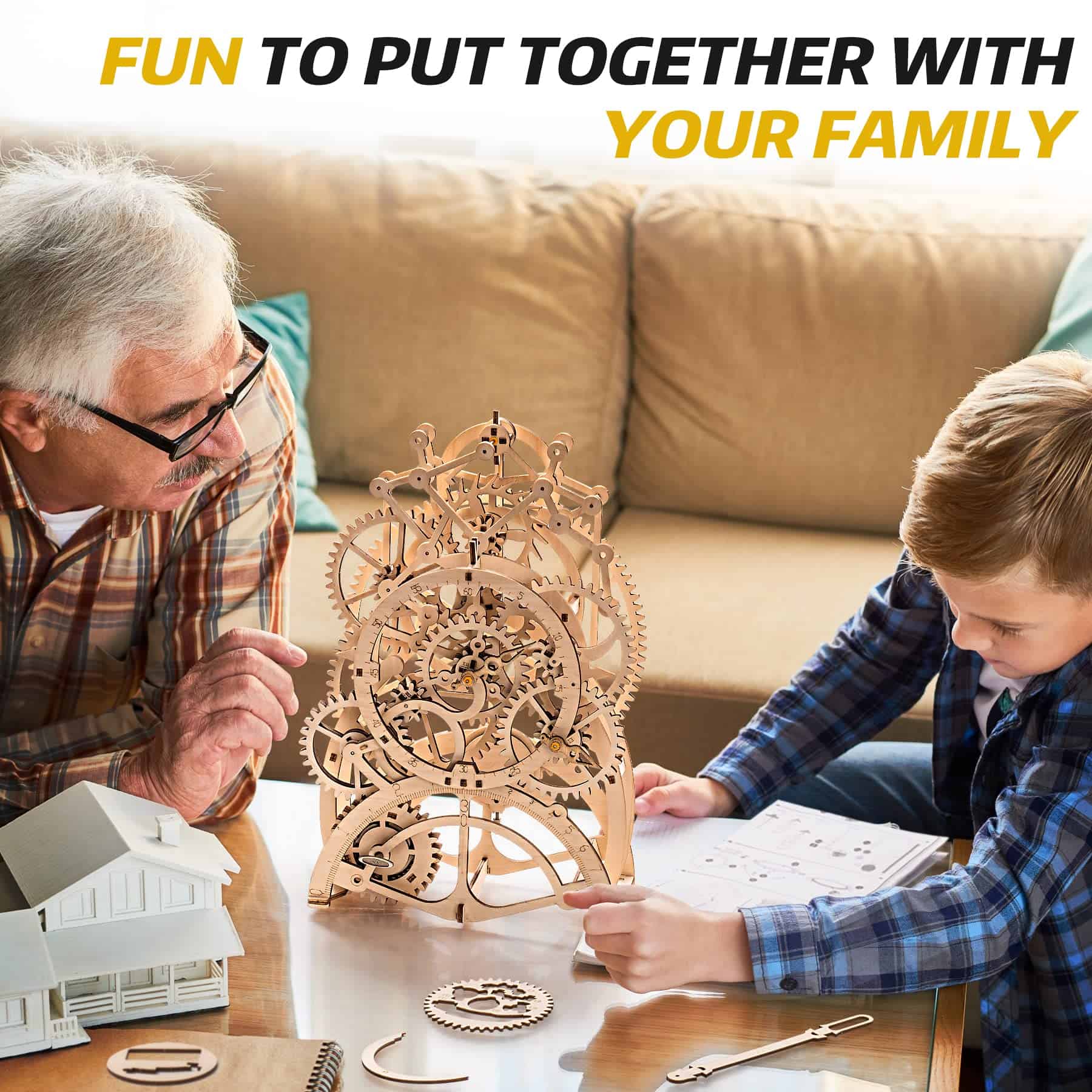 ROKR 3D Rompecabezas de Madera Kits de Reloj DIY para - Imagen 3