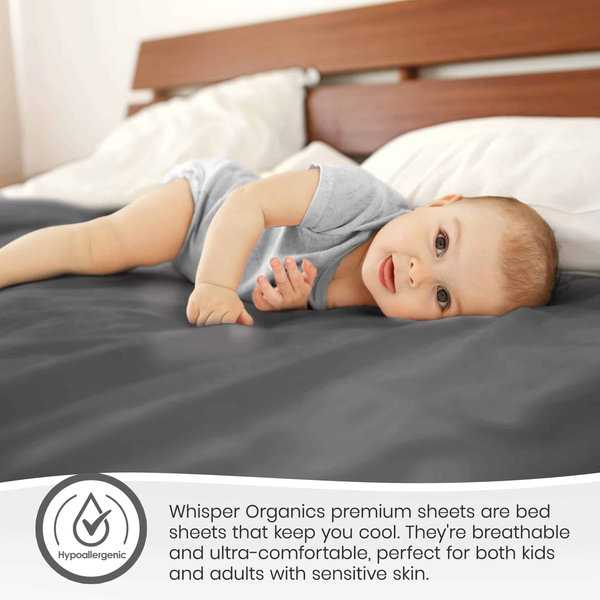 Whisper Organics, Sábana Ajustable de Cama Completa - 100% - Imagen 6