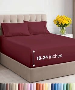 Juego de sábanas extra profundo para cama -Borgoña