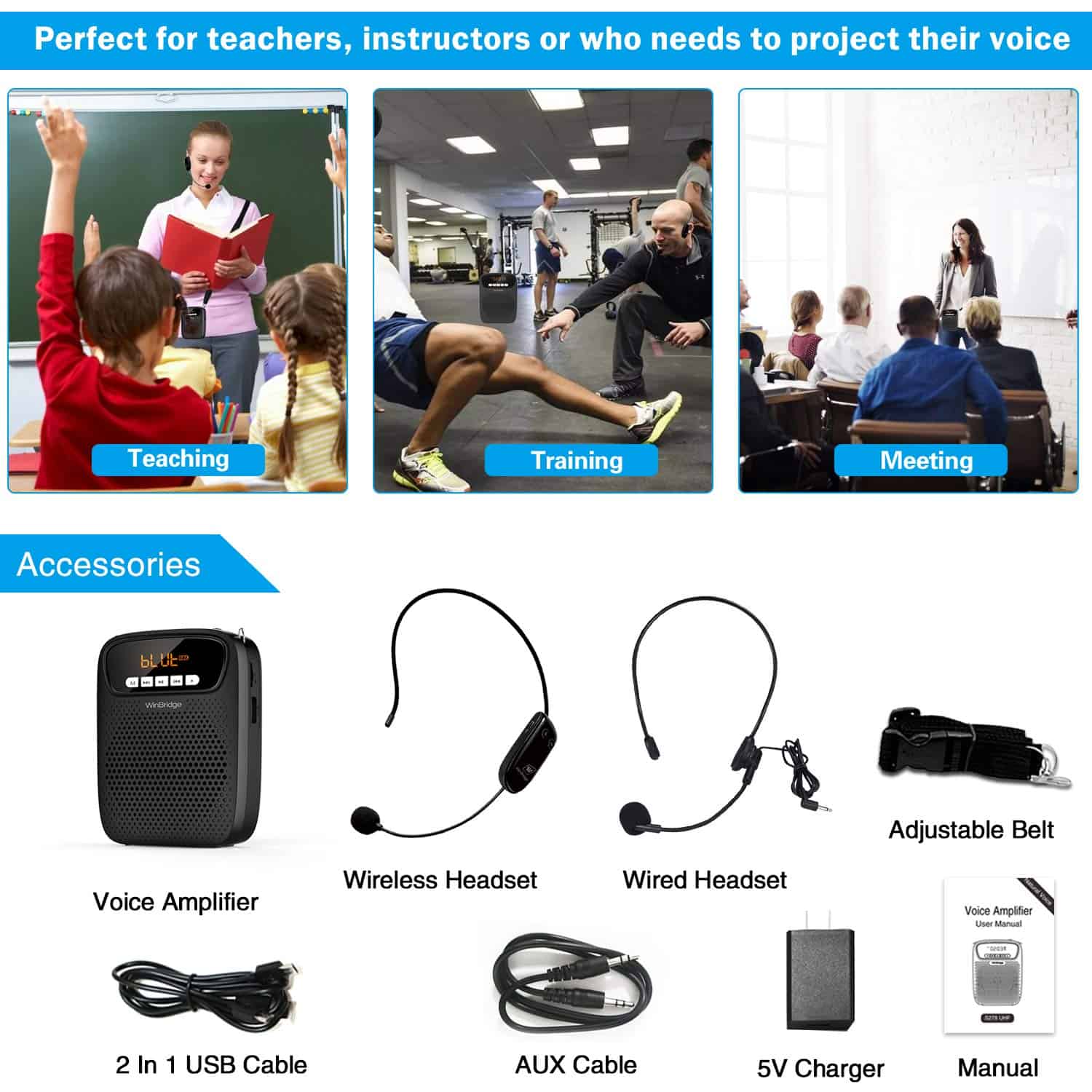 Amplificador de Voz Portátil Inalámbrico con Micrófono de - Imagen 10