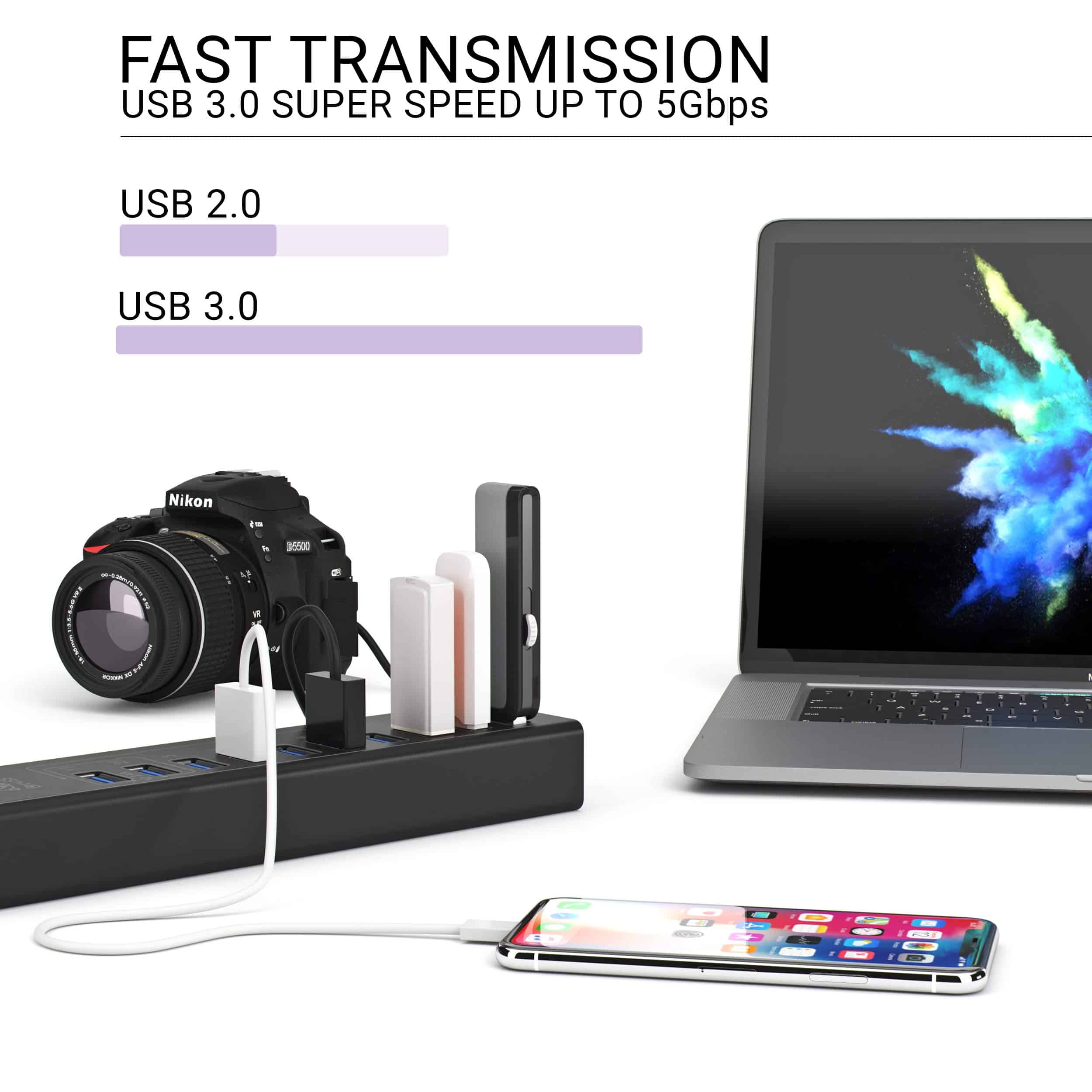 BrovSS: Hub USB 3.0 de 10 Puertos de Aluminio con 4 Puertos - Imagen 6