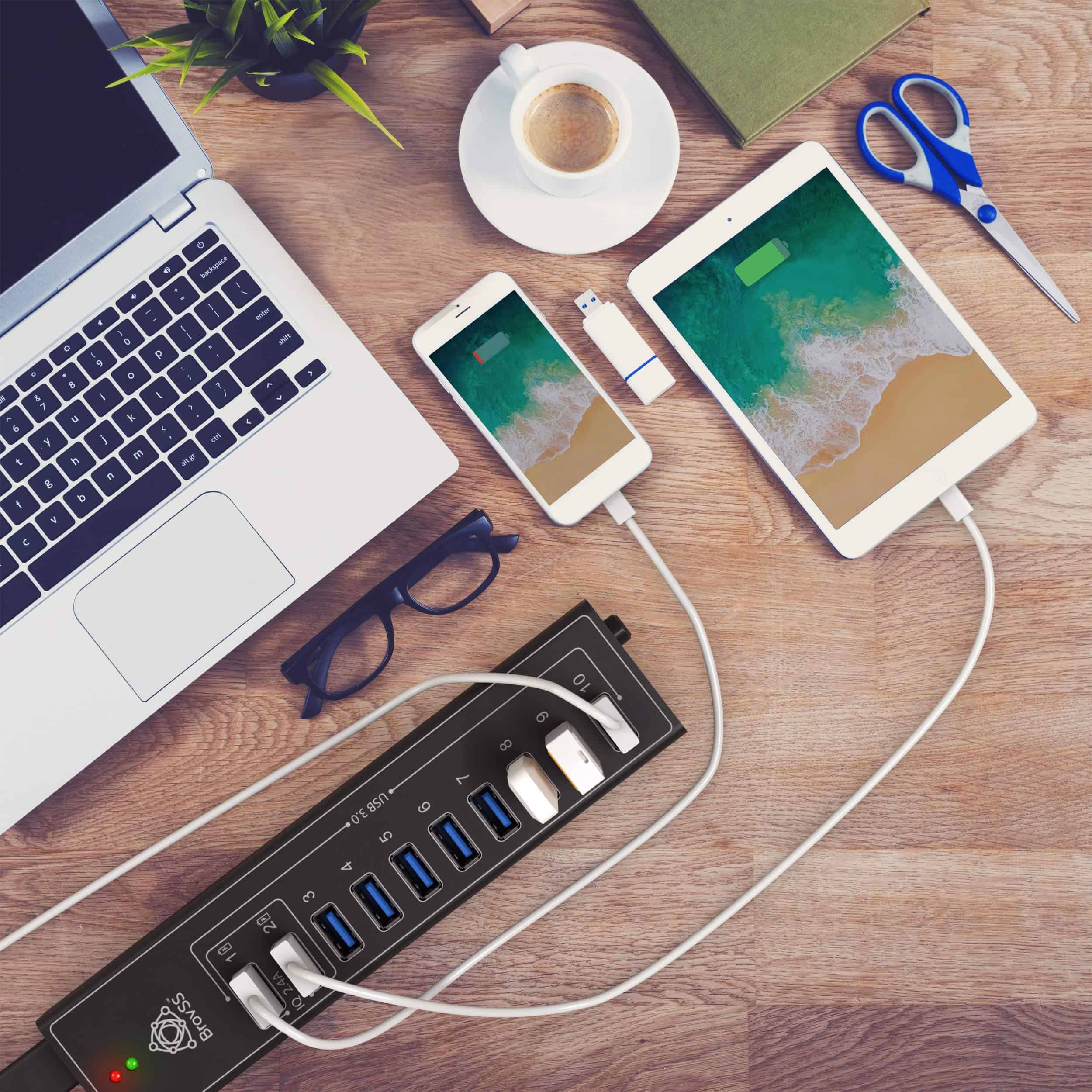 BrovSS: Hub USB 3.0 de 10 Puertos de Aluminio con 4 Puertos - Imagen 8