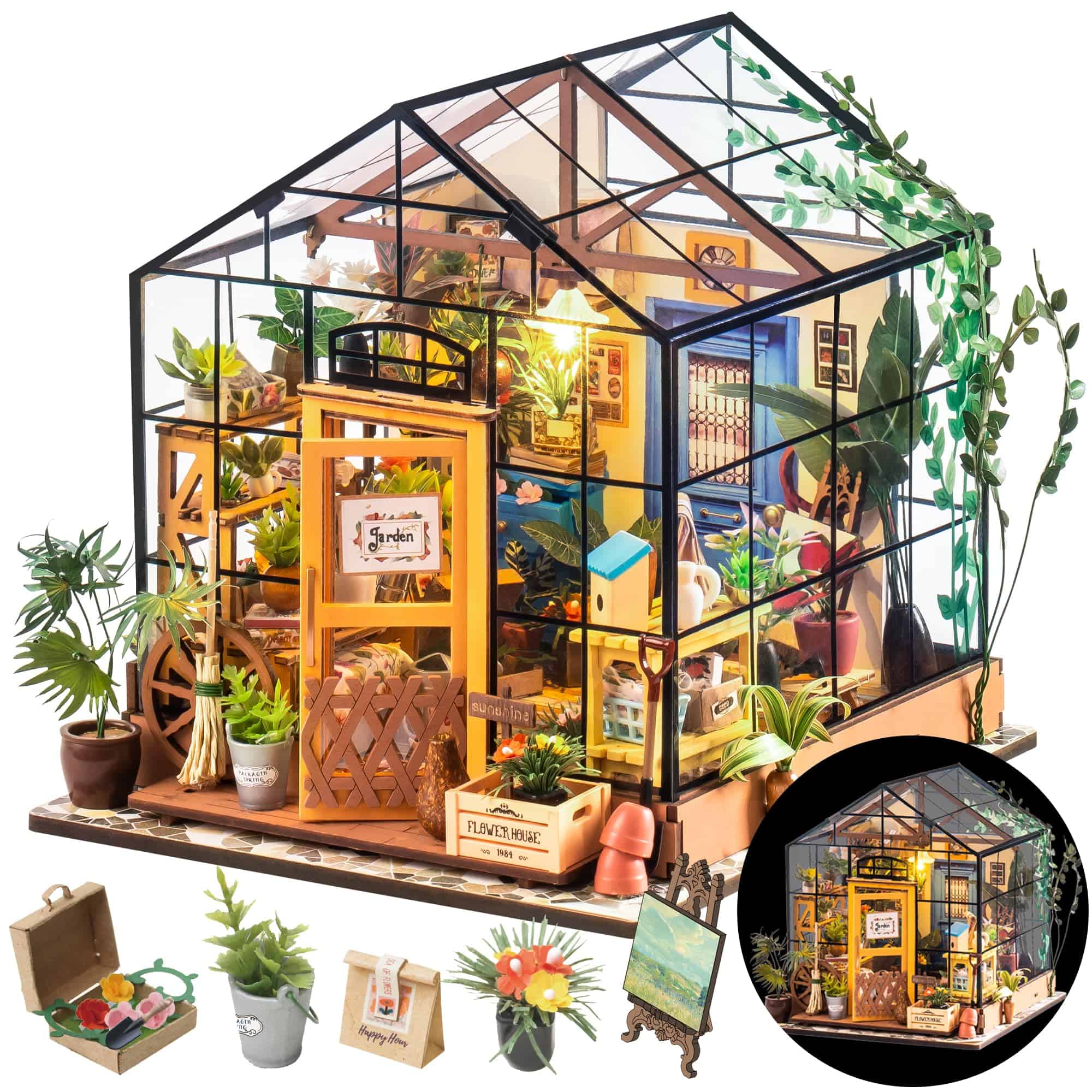Kit de Casa Miniatura para Armar Rolife Invernadero, Kit de